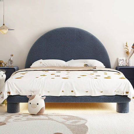 Blue Arch Upholstered Panel Low Clearance Kids Bed Image - 1