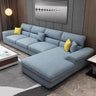 Blue Cotton Linen L-Shape Sectional Right Recliner Image - 2