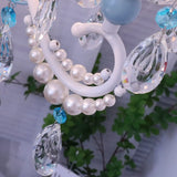 Blue Crystal Pearl Candelabra Living Room Chandelier Image - 4