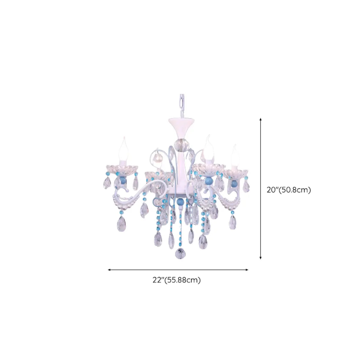 Blue Crystal Pearl Candelabra Living Room Chandelier 