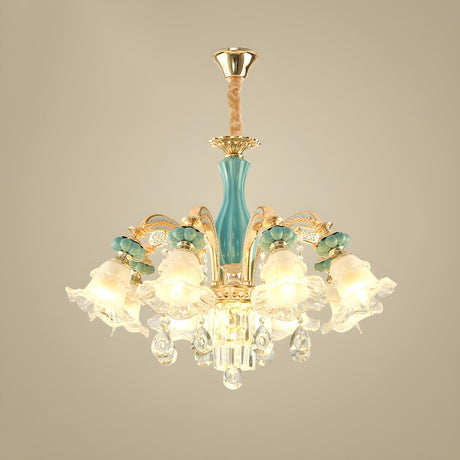 Blue Flower Crystal Chandelier for Living Room Image - 2