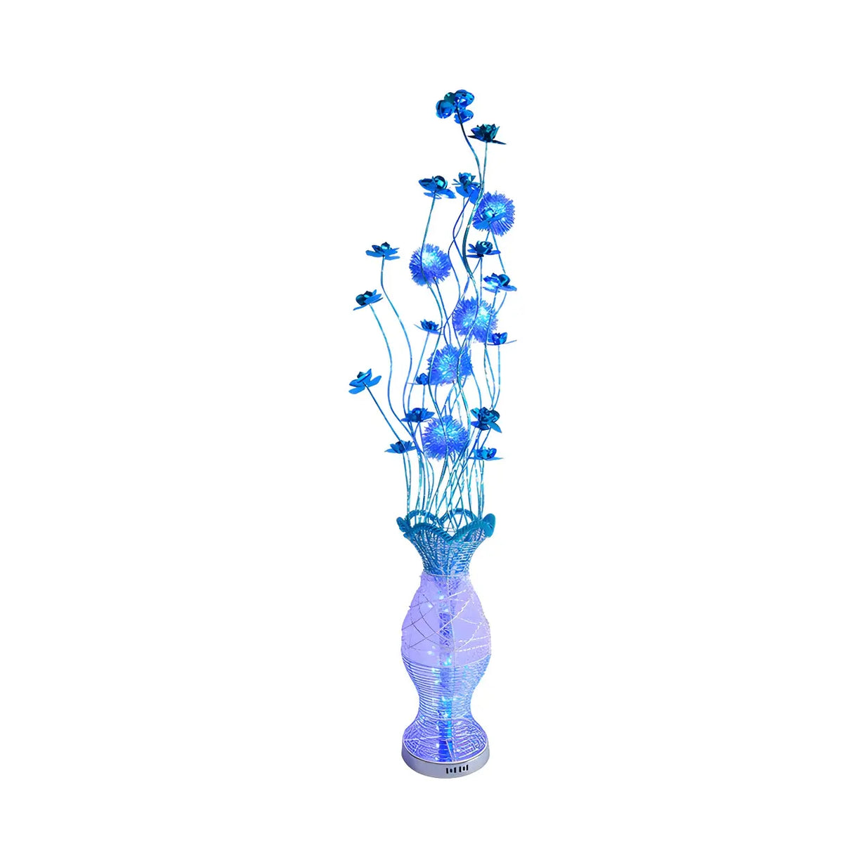 Blue Flower Decor Rustic Vase-Shaped LED Floor Lamp Image - 2