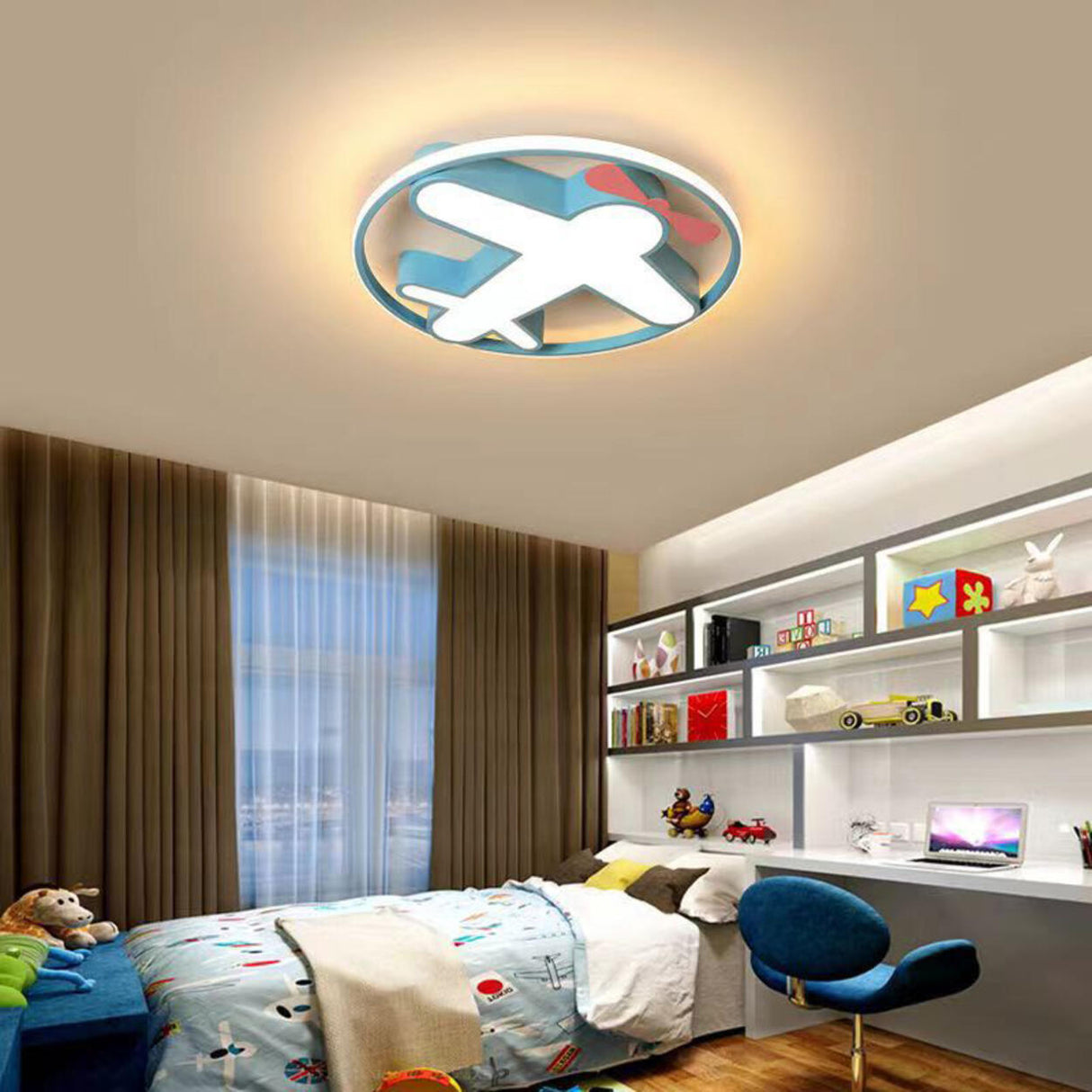 Blue Galaxy LED Flush Mount Ceiling Light Kids Room Image - 15