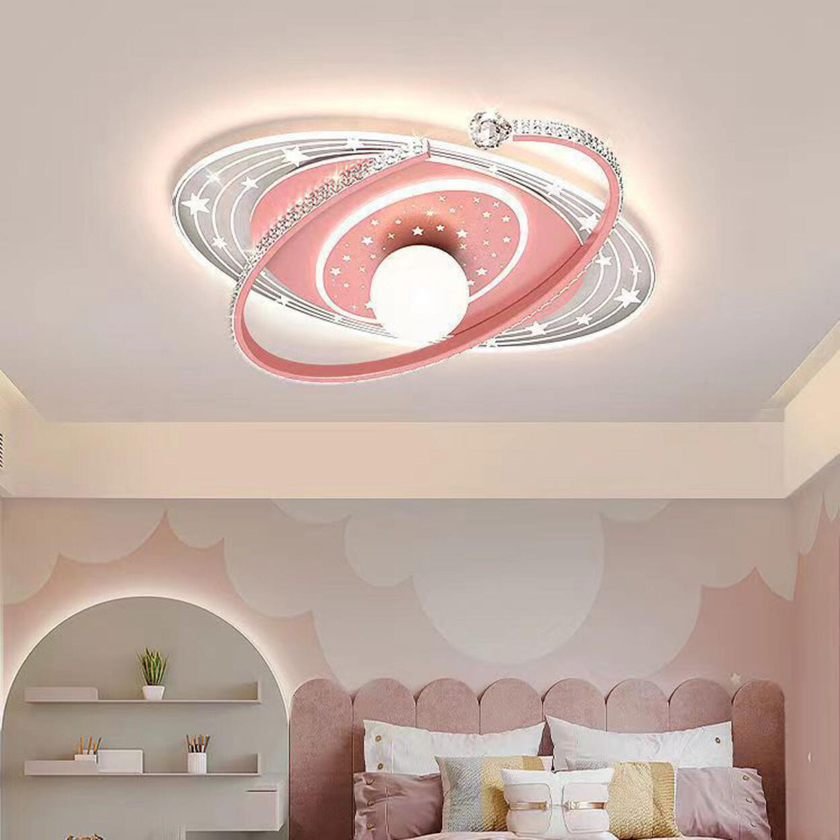 Blue Galaxy LED Flush Mount Ceiling Light Kids Room Image - 4