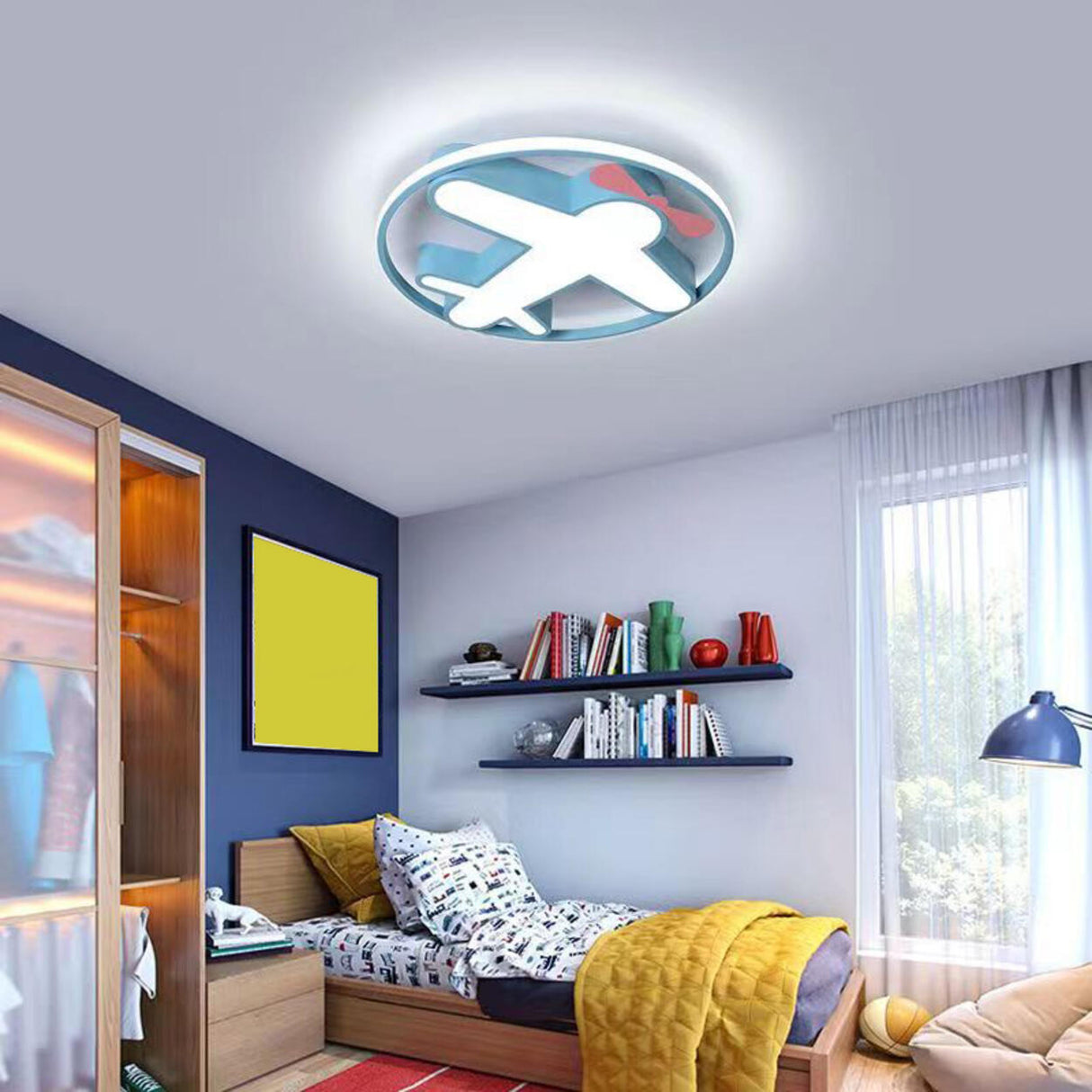 Blue Galaxy LED Flush Mount Ceiling Light Kids Room Image - 8