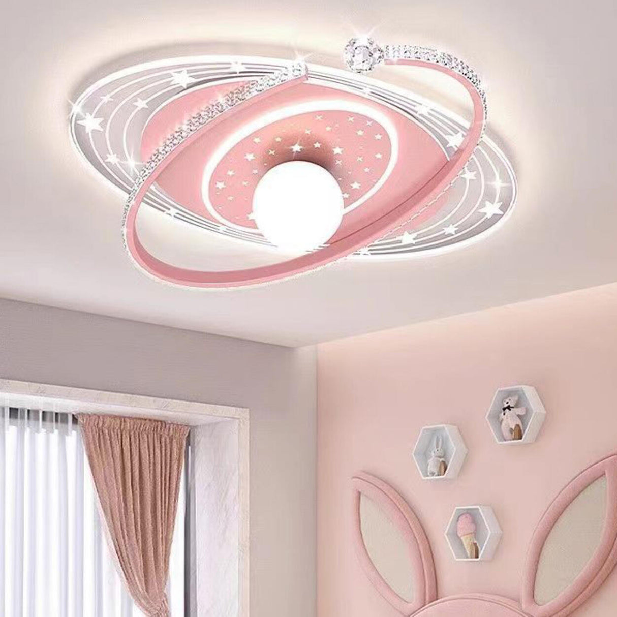 Blue Galaxy LED Flush Mount Ceiling Light Kids Room Image - 9