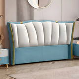 Blue-Grayish White Glam Upholstered Wingback Headboard Image - 1