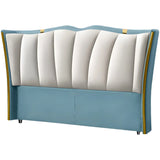 Blue-Grayish White Glam Upholstered Wingback Headboard Image - 10