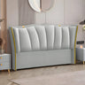 Blue-Grayish White Glam Upholstered Wingback Headboard Image - 2