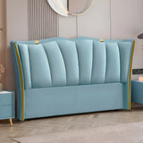 Blue-Grayish White Glam Upholstered Wingback Headboard Image - 3