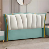 Blue-Grayish White Glam Upholstered Wingback Headboard Image - 7