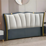 Blue-Grayish White Glam Upholstered Wingback Headboard Image - 8