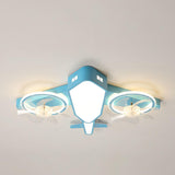 Blue Kids Airplane LED Clear Blade Ceiling Fan Light Image - 10