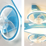 Blue Kids Airplane LED Clear Blade Ceiling Fan Light Image - 16