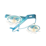 Blue Kids Airplane LED Clear Blade Ceiling Fan Light Image - 5