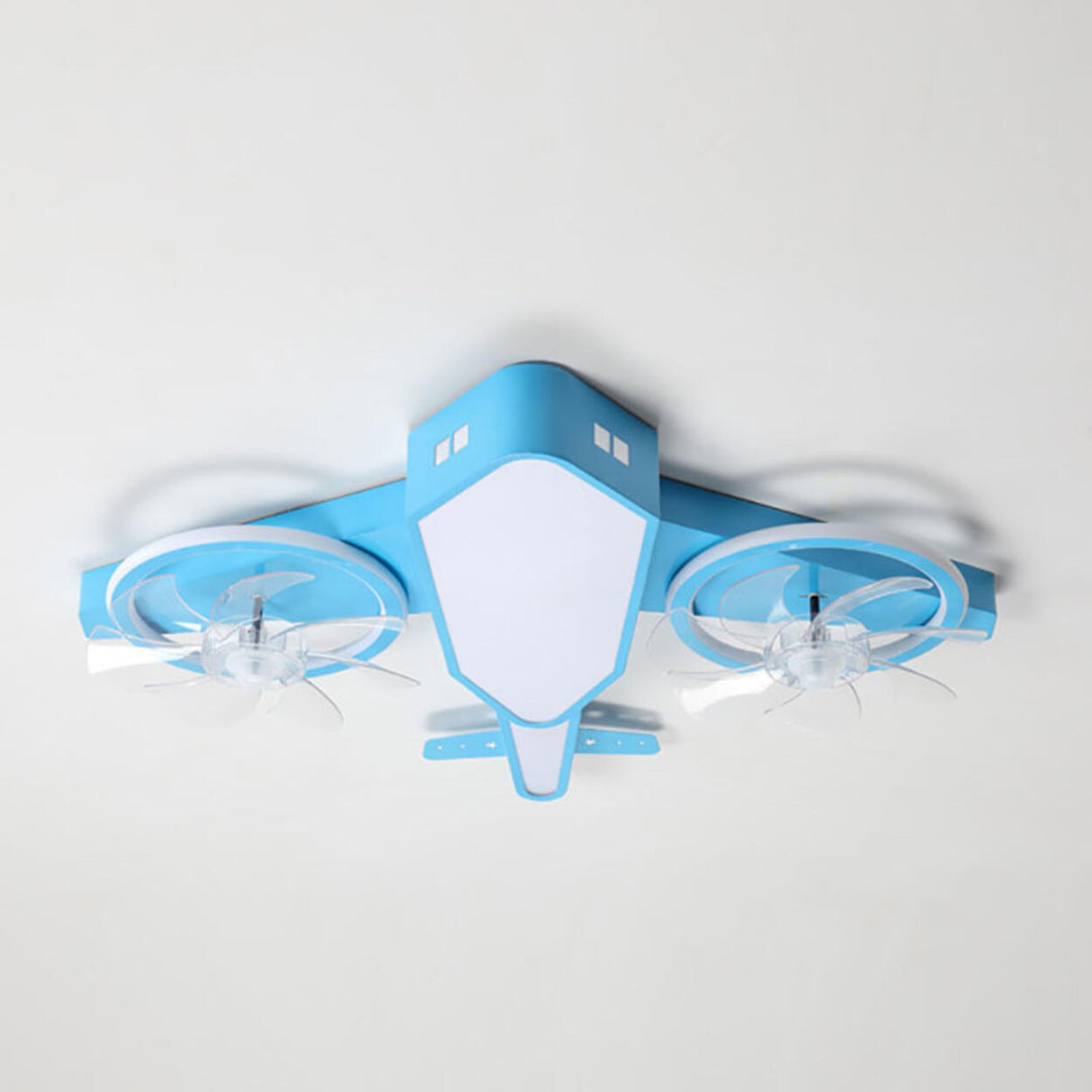 Blue Kids Airplane LED Clear Blade Ceiling Fan Light Image - 8