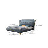 Blue Leather Upholstered Headboard King Wingback Bed Image - 10