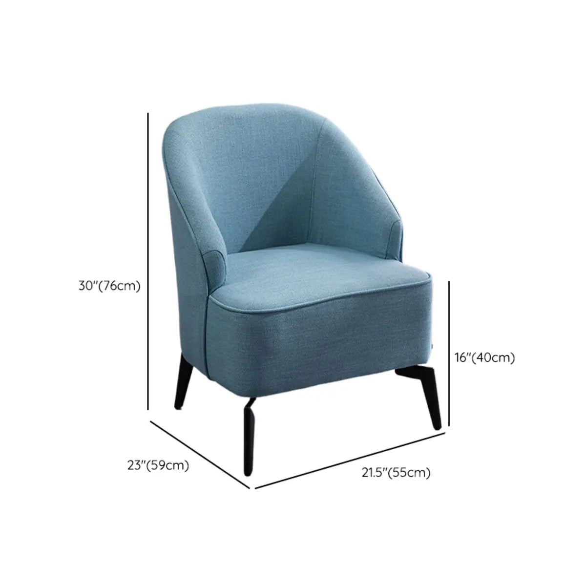 Blue Linen Fabric Fixed Back Sloped Arms Barrel Chair Image - 12