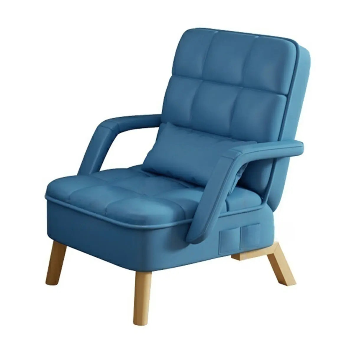 Blue Lockable Back Fabric Compact Recliner with Ottoman Image - 12