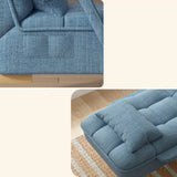 Blue Lockable Back Fabric Compact Recliner with Ottoman Image - 13