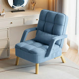 Blue Lockable Back Fabric Compact Recliner with Ottoman Image - 17