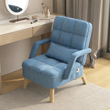 Blue Lockable Back Fabric Compact Recliner with Ottoman Image - 3