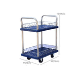 Blue Metal Utility Cart with Guardrail and 3 Shelves Image - 21