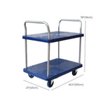 Blue Metal Utility Cart with Guardrail and 3 Shelves Image - 23