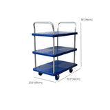 Blue Metal Utility Cart with Guardrail and 3 Shelves Image - 25