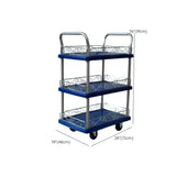 Blue Metal Utility Cart with Guardrail and 3 Shelves Image - 27