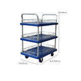 Blue Metal Utility Cart with Guardrail and 3 Shelves Image - 29