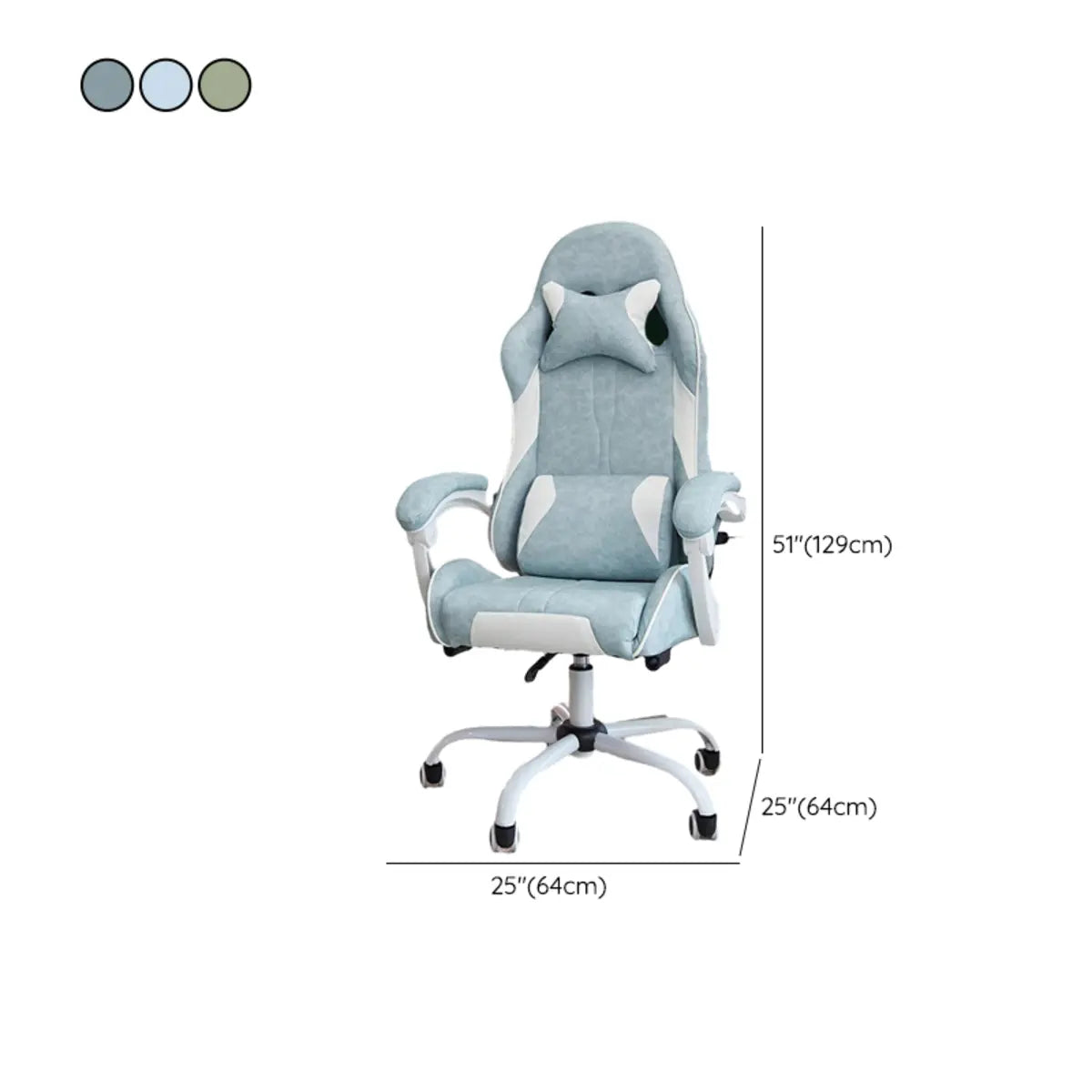 Blue Modern Swivel High Back Leather Gamer Office Chair 