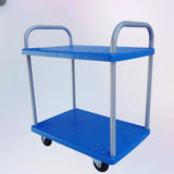 Blue Narrow Width Two-Tier Utility Carts with Shelves Image - 1