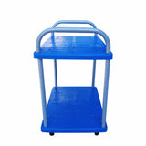 Blue Narrow Width Two-Tier Utility Carts with Shelves Image - 3