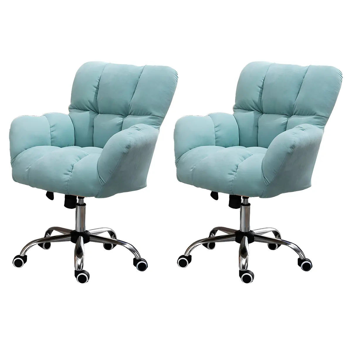 Blue Pastel Adjustable Ergonomic Plush Swivel Office Chair Image - 47