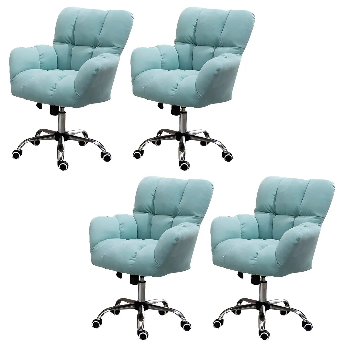 Blue Pastel Adjustable Ergonomic Plush Swivel Office Chair Image - 48