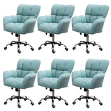 Blue Pastel Adjustable Ergonomic Plush Swivel Office Chair Image - 49