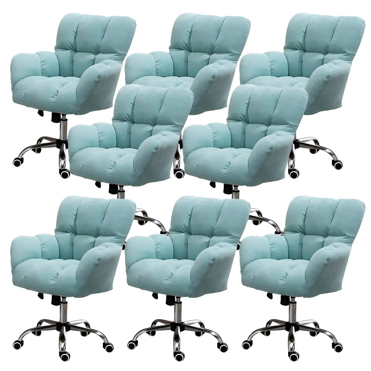 Blue Pastel Adjustable Ergonomic Plush Swivel Office Chair Image - 50