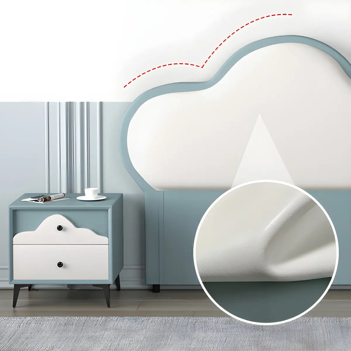 Blue Portman Cloud-Shaped Upholstered Queen Headboard Image - 4