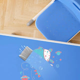 Blue Rectangle Kids Study Desk Chair Set with Storage Image - 8