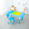 Blue Rectangular Toddler Building Block Table Chair Set Image - 2