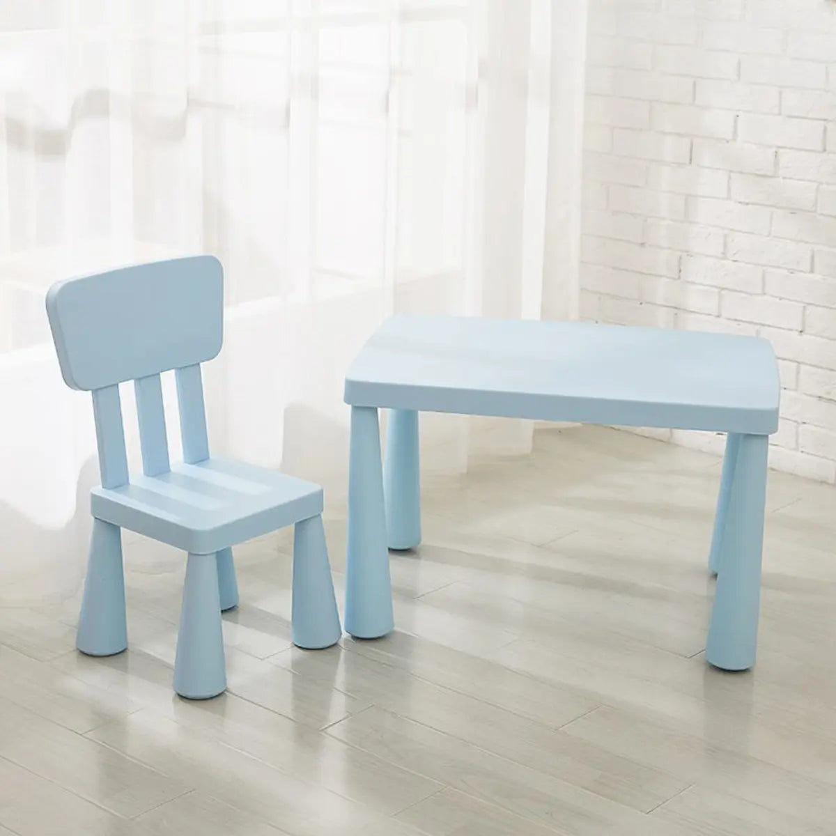 Blue Rectangular Waterproof Toddler Table Chair Set Image - 14