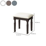 Blue Rectangular Wood Upholstered Accent Vanity Stool #size