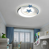 Blue Round Star Moon LED Flush Mount Ceiling Light Image - 4