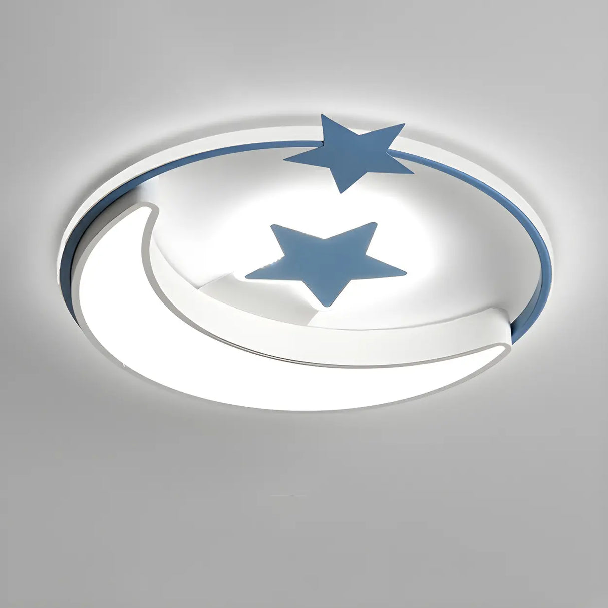 Blue Round Star Moon LED Flush Mount Ceiling Light Image - 7