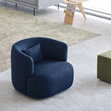 Blue Scratch Resistant Flannel Recessed Arm Barrel Chair Image - 1