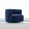 Blue Scratch Resistant Flannel Recessed Arm Barrel Chair Image - 3