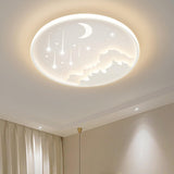 Blue Starry Sky Round Dimmable LED Flush Mount Light Image - 2