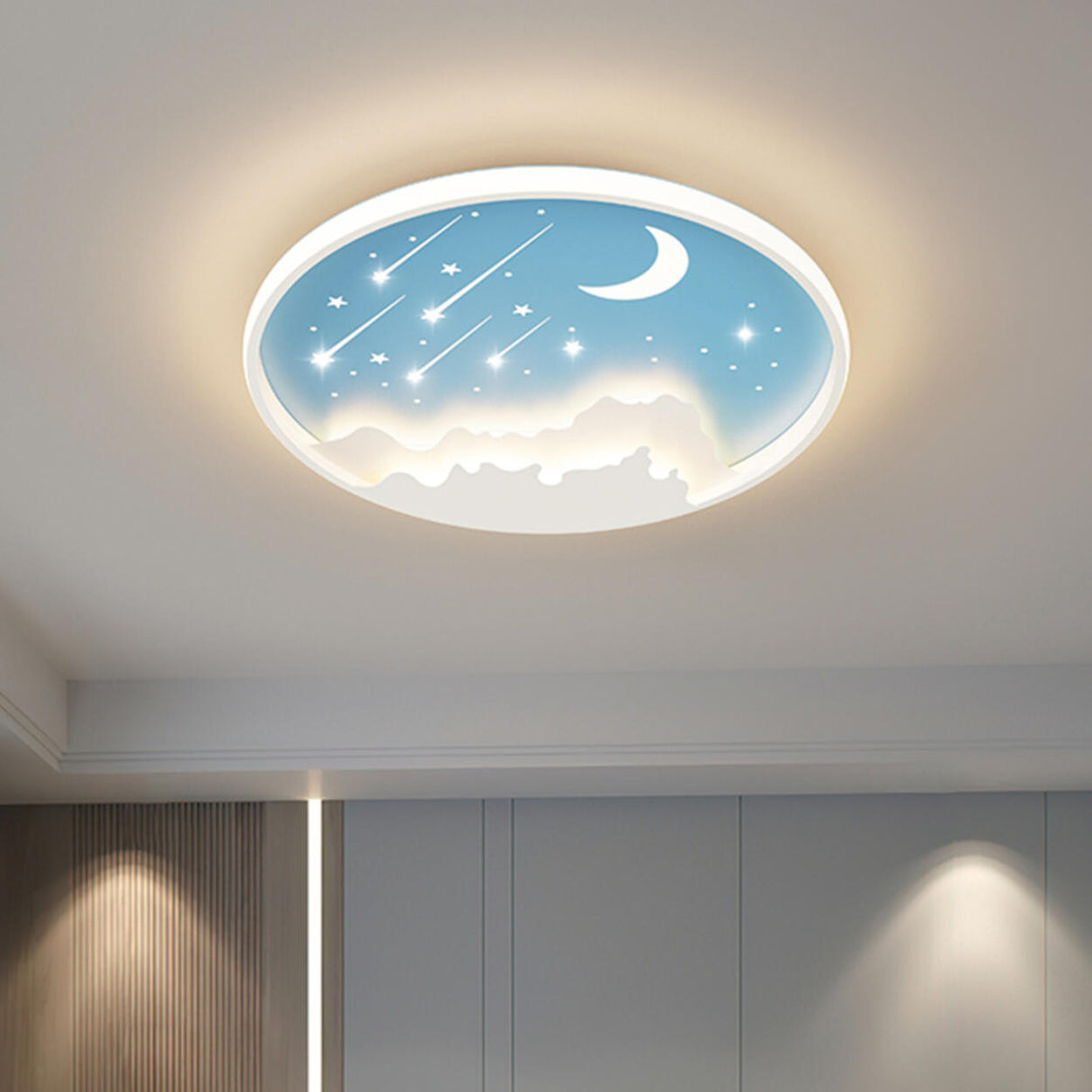 Blue Starry Sky Round Dimmable LED Flush Mount Light Image - 5