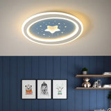 Blue Starry Sky Round LED Flush Mount Ceiling Light Image - 1